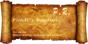Pintér Romulusz névjegykártya