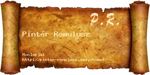 Pintér Romulusz névjegykártya